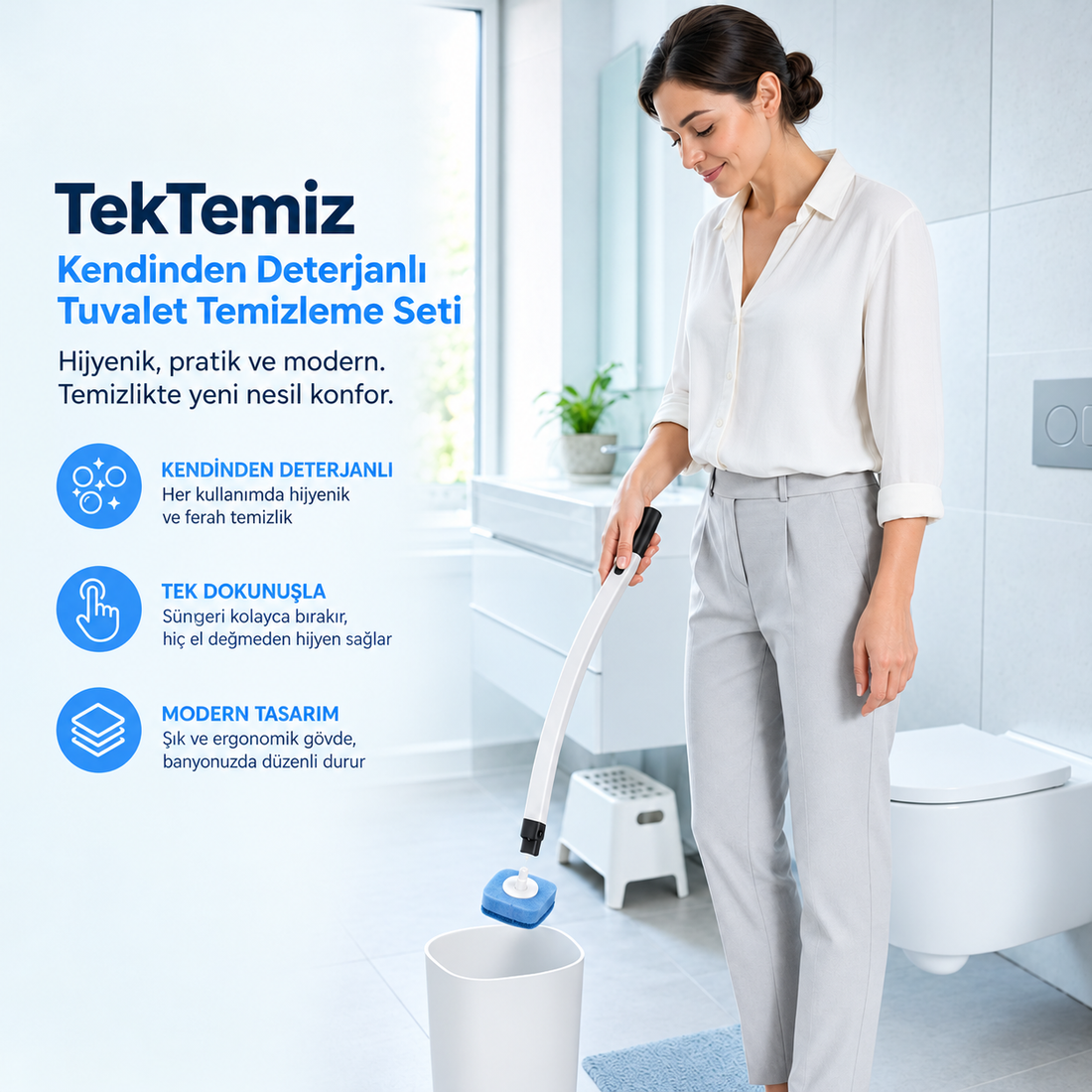Kendinden Deterjanlı Tuvalet Temizleme Seti